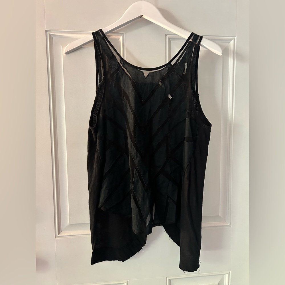 Free People Black Geometric Tank Top